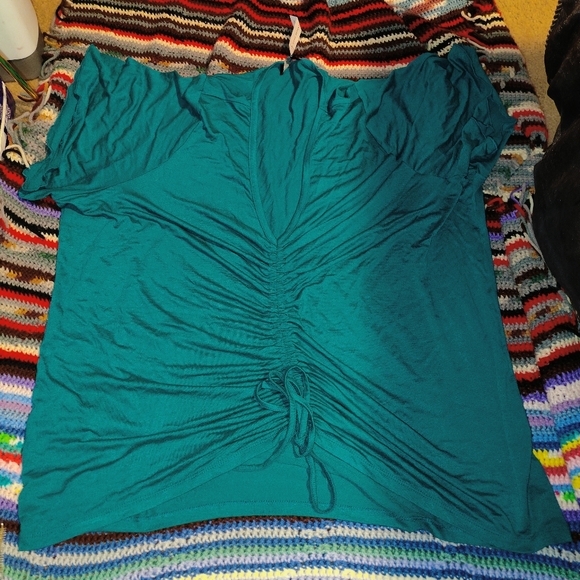 🔹Lane Bryant Fitted Short Flutter Sleeve V-Neck Drawcord-Front - Picture 6 of 8